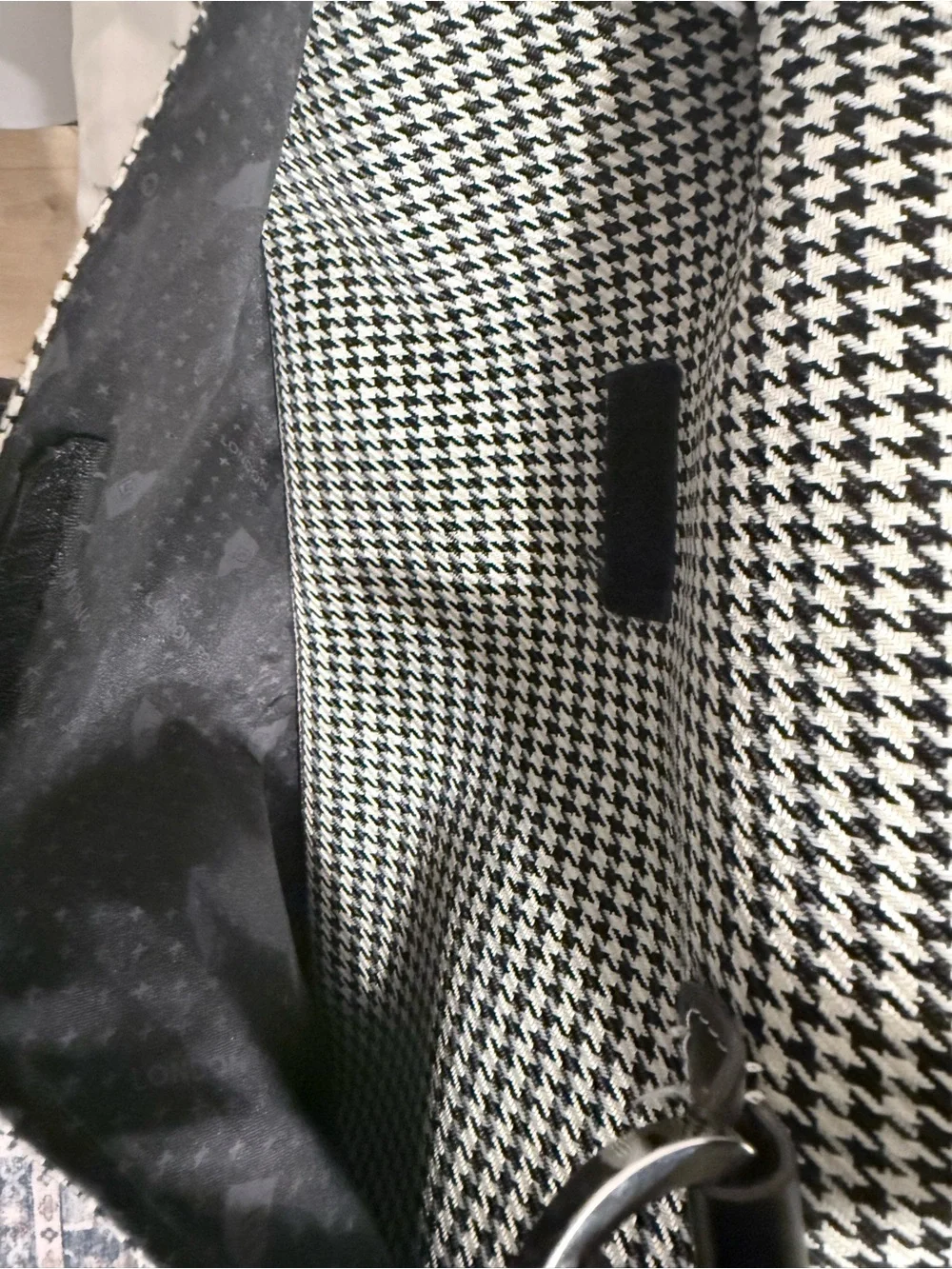 London fog Black & White Houndstooth Satchel Handbag